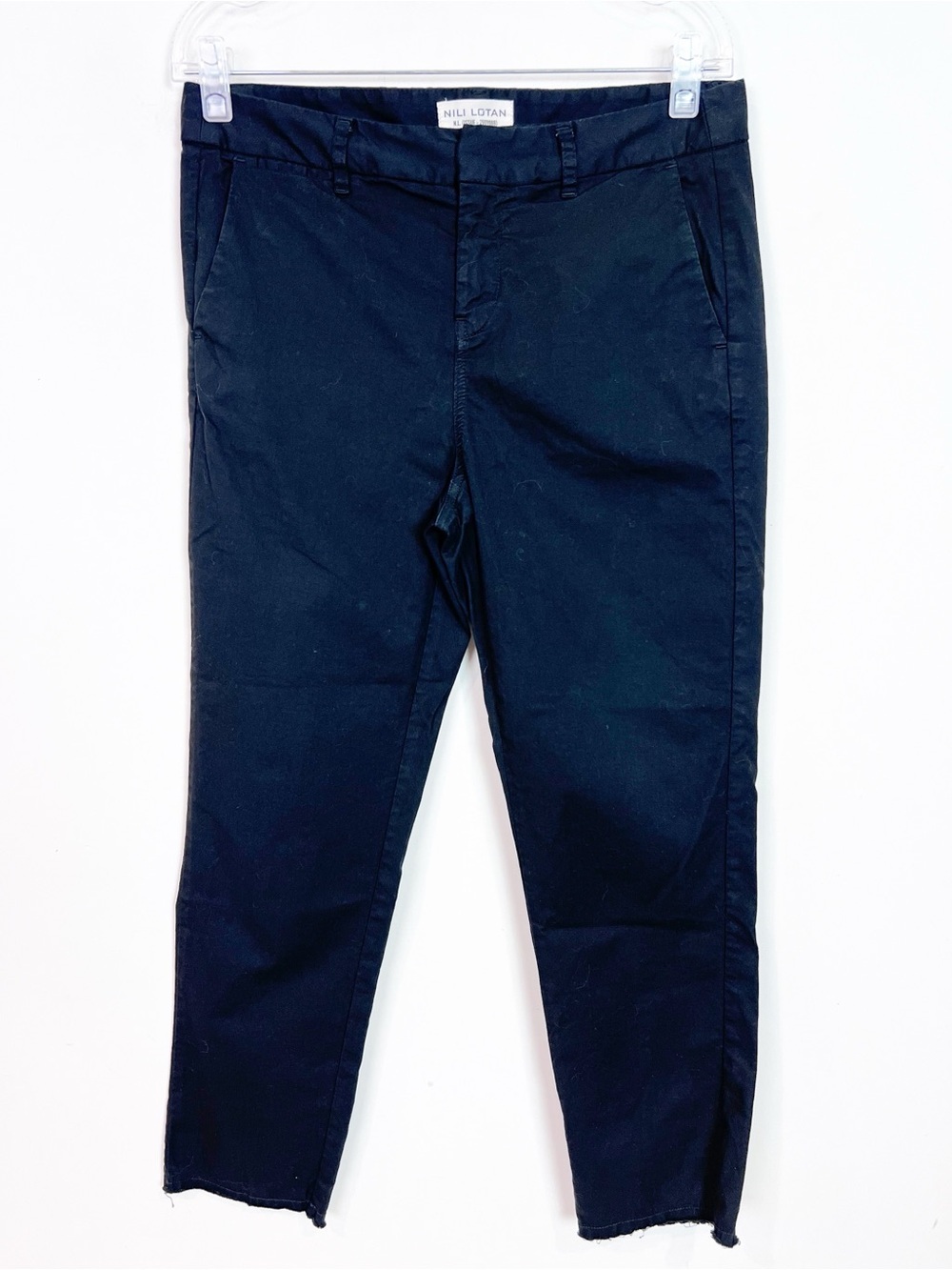 NILI LOTAN BLACK CHINO TAPERED LEG FLAT FRONT PANTS WOMENS SZ 6
